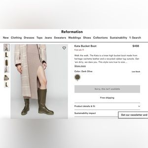 <Brand New> Reformation Dark Olive Bucket Boot